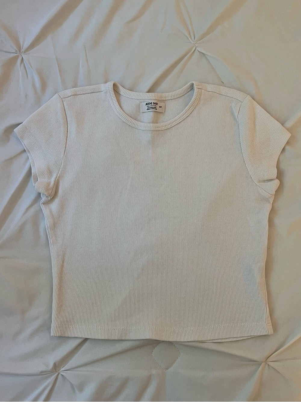 Ardene basic white ribbed knit cropped babytee